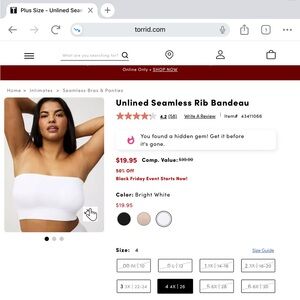 Torrid Bright White Seamless Bandeau